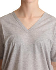 Dolce & Gabbana Elegant Gray V-Neck Cotton Tee