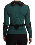 Dolce & Gabbana Elegant Green Pullover with Black Lace Detail