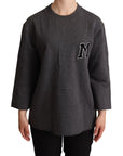 Dolce & Gabbana Chic Gray Embroidered Cotton Sweater