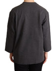 Dolce & Gabbana Chic Gray Embroidered Cotton Sweater