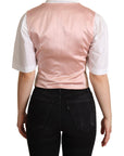 Dolce & Gabbana Elegant Pink Metallic Sheen Waistcoat
