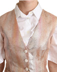 Dolce & Gabbana Elegant Pink Metallic Sheen Waistcoat