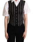 Dolce & Gabbana Chic Black Leopard Print Waistcoat