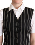 Dolce & Gabbana Chic Black Leopard Print Waistcoat