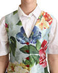 Dolce & Gabbana Elegant Floral Print Silk Waistcoat