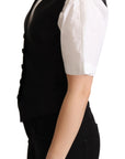 Dolce & Gabbana Elegant Silk Blend Black Waistcoat