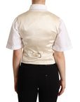 Dolce & Gabbana Beige Silk Blend Sleeveless Vest Luxury Waistcoat