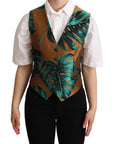 Dolce & Gabbana Elegant Green Leaf Print Waistcoat