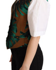 Dolce & Gabbana Elegant Green Leaf Print Waistcoat