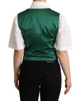 Dolce & Gabbana Elegant Green Leaf Print Waistcoat