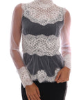 Dolce & Gabbana Elegant White Floral Lace Blouse Top
