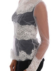 Dolce & Gabbana Elegant White Floral Lace Blouse Top
