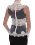 Dolce & Gabbana Elegant White Floral Lace Blouse Top