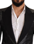 Dolce & Gabbana Metallic Gray Jacquard Slim Fit Blazer
