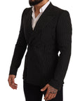 Dolce & Gabbana Elegant Striped Wool Blazer with Silk Lining