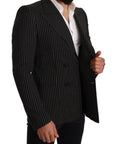 Dolce & Gabbana Elegant Striped Wool Blazer with Silk Lining