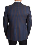 Dolce & Gabbana Elegant Slim Fit Blue Striped Wool Blazer
