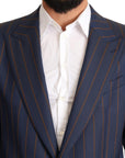 Dolce & Gabbana Elegant Slim Fit Blue Striped Wool Blazer