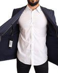 Dolce & Gabbana Elegant Slim Fit Blue Striped Wool Blazer