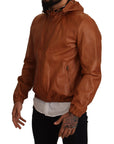Dolce & Gabbana Elegant Brown Leather Bomber Jacket