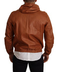 Dolce & Gabbana Elegant Brown Leather Bomber Jacket
