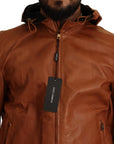 Dolce & Gabbana Elegant Brown Leather Bomber Jacket
