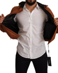 Dolce & Gabbana Elegant Brown Leather Bomber Jacket
