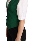 Dolce & Gabbana Elegant Green Silk Blend Waistcoat