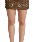 Dolce & Gabbana Gold Embellished High Waist Mini Skirt