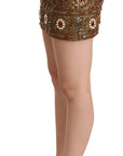 Dolce & Gabbana Gold Embellished High Waist Mini Skirt
