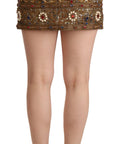 Dolce & Gabbana Gold Embellished High Waist Mini Skirt