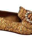 Dolce & Gabbana Elegant Gold Sequin Crystal Flats