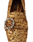 Dolce & Gabbana Elegant Gold Sequin Crystal Flats