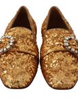 Dolce & Gabbana Elegant Gold Sequin Crystal Flats