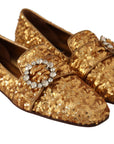 Dolce & Gabbana Elegant Gold Sequin Crystal Flats
