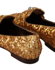 Dolce & Gabbana Elegant Gold Sequin Crystal Flats
