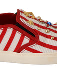 Dolce & Gabbana Stripe Print Studded Loafers