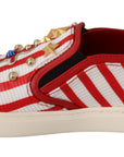 Dolce & Gabbana Stripe Print Studded Loafers