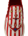 Dolce & Gabbana Stripe Print Studded Loafers