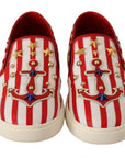 Dolce & Gabbana Stripe Print Studded Loafers