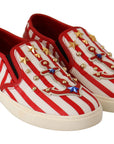 Dolce & Gabbana Stripe Print Studded Loafers