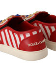 Dolce & Gabbana Stripe Print Studded Loafers