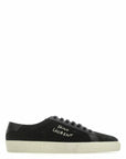 Saint Laurent Sleek Black Canvas & Leather Low-Top Sneakers