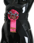 Dolce & Gabbana Elegant Floral Crystal Ribbon Waist Belt