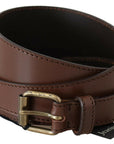 PLEIN SUD Chic Brown Leather Fashion Belt with Bronze-Tone Hardware