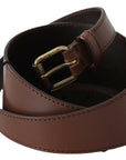 PLEIN SUD Chic Brown Leather Fashion Belt with Bronze-Tone Hardware
