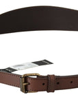 PLEIN SUD Chic Brown Leather Fashion Belt with Bronze-Tone Hardware