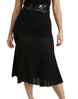 Dolce & Gabbana Chic High Waist Black Silk Blend Skirt