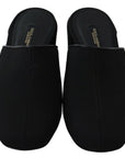 Dolce & Gabbana Chic Black Grosgrain Slide Sandals