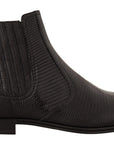 Dolce & Gabbana Elegant Black Leather Lizard Skin Derby Boots
